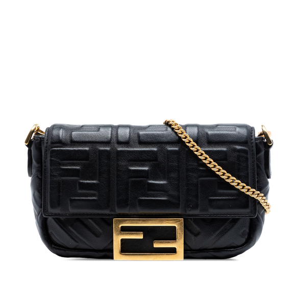 Fendi Handbags - Pre-Loved Fendi Mini Zucca Embossed Leather Baguette Satchel